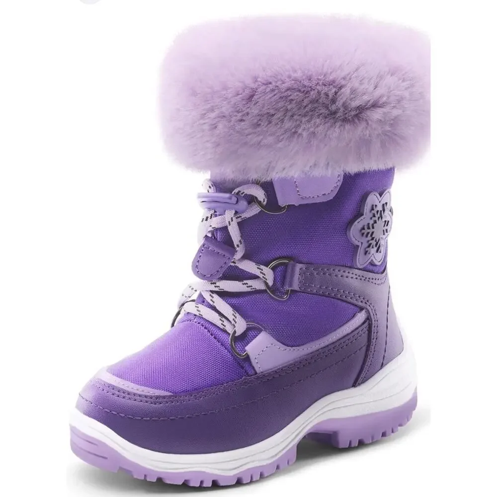 DREAM PAIRS Girls Toddler Snow Boots Slip Resistant Faux Fur Purple Sz 5 NEW
